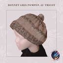 Bonnet Gris Pompon au Tricot 