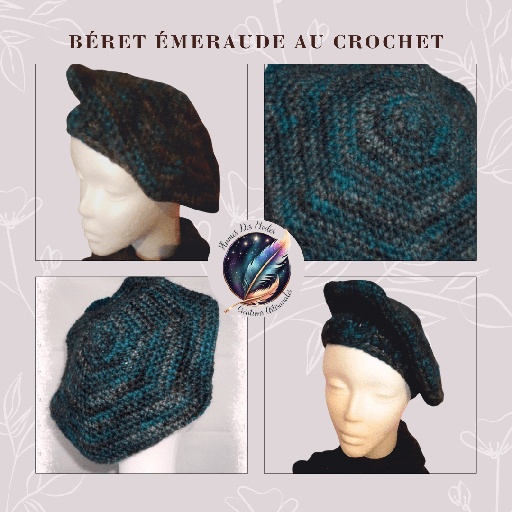 [PAP17BON002] Béret Emeraude au Crochet